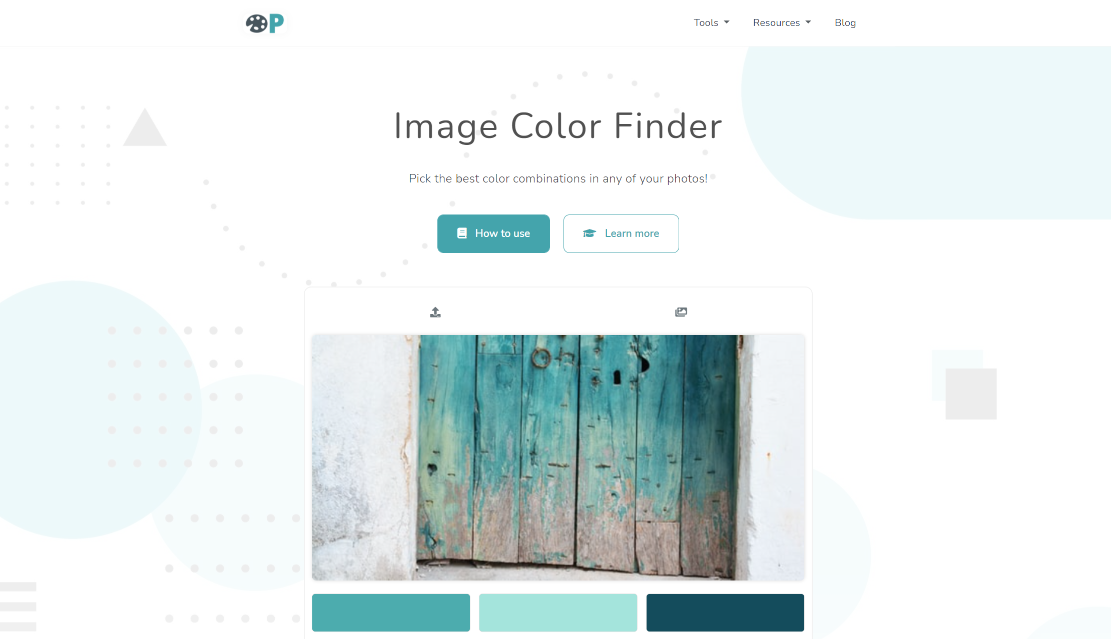 página de inicio del buscador de colores de imágenes